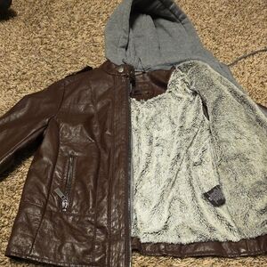 Women's Brown Leather Jacket with Gray Lining